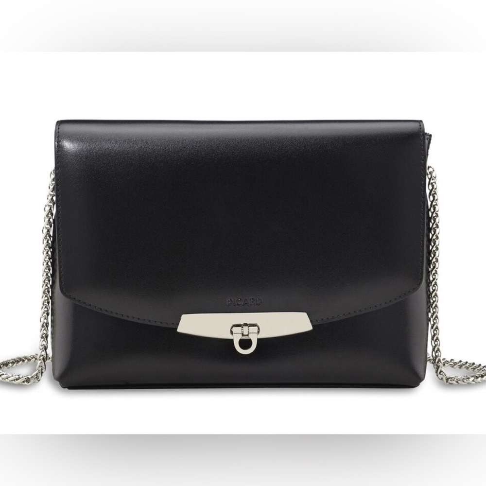 Black Leather Chain Shoulder Bag